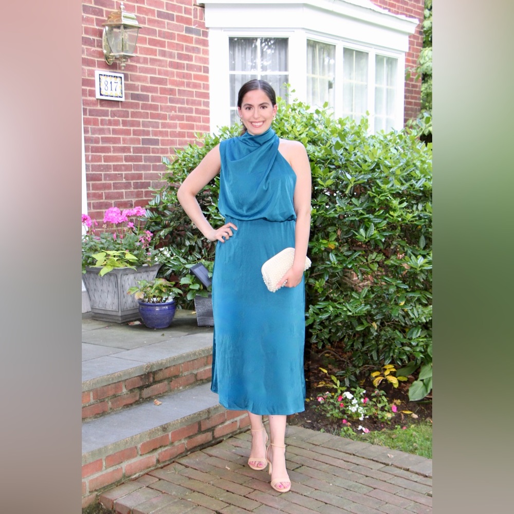 Chicwish L asymmetrical teal midi dress